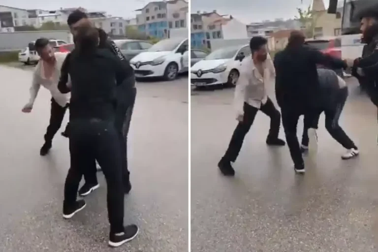 Polis memurunu eşinin gözü önünde böyle dövdüler