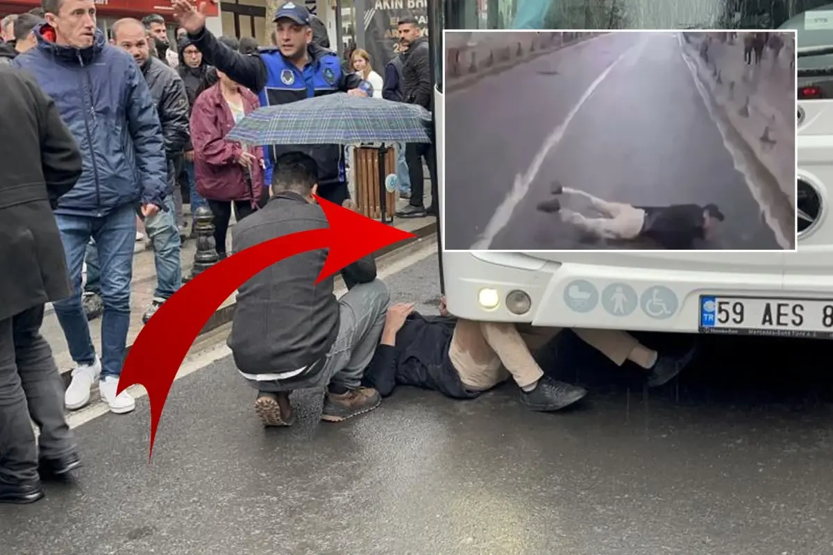 Seyir halindeki otobüsün önüne atladı! O anlar kamerada