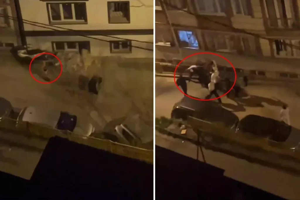Erkek arkadaşının evinin önüne gelen kadını böyle dövdüler
